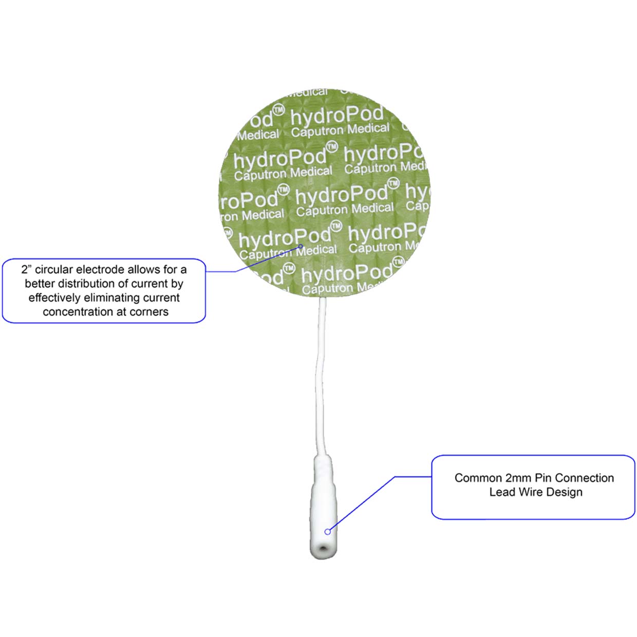 hydroPod Self-Adhesive Electrode - Connector View | Caputron
