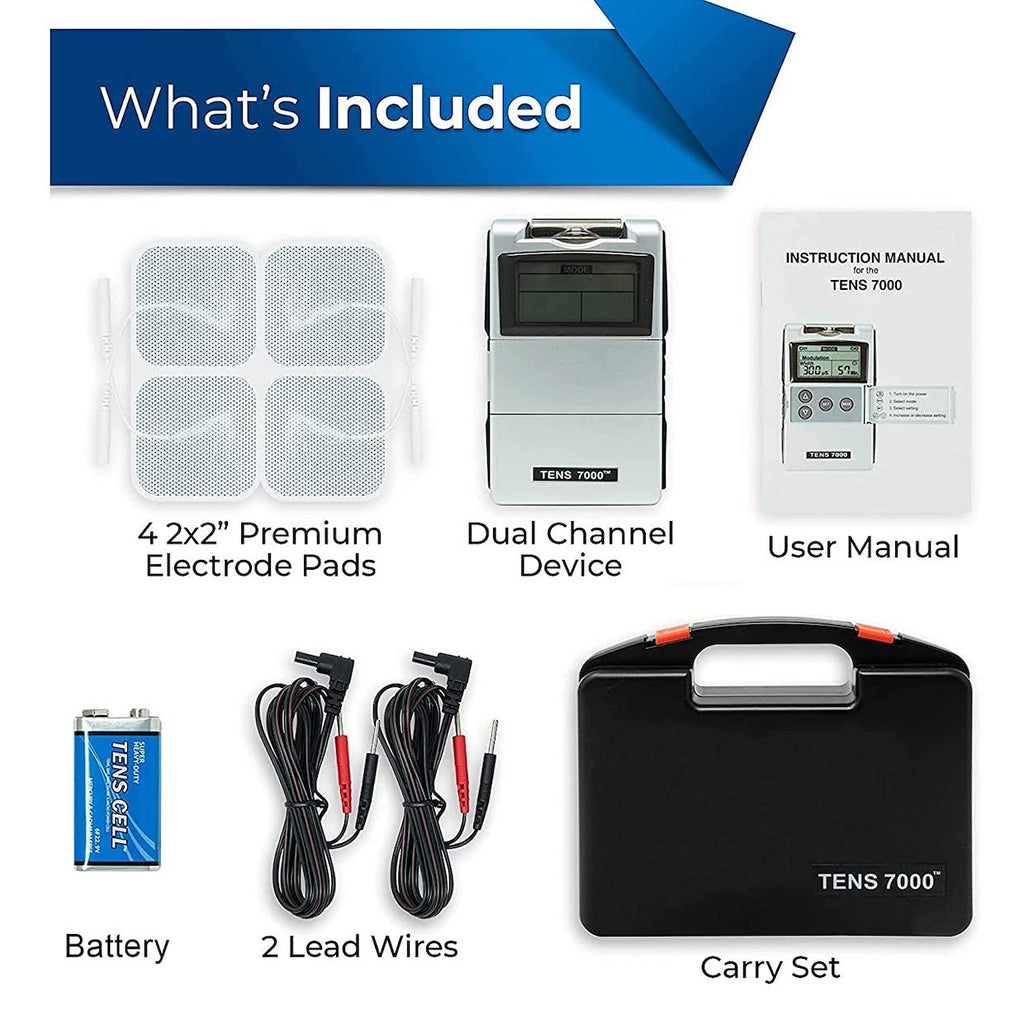 Portable Digital TENS Unit with Starter Kit and Case - TENS 7000 | Caputron